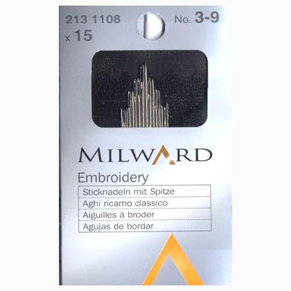 Agujas de bordar Milward 3-9