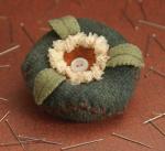 Red Flower Wool Biscornu