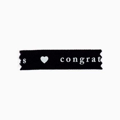 Cinta 15mm - Congratulations - Blanco/Negro