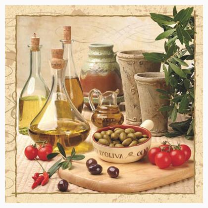 Servilletas Aceite, tomate, oliva