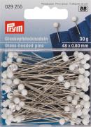 Alfileres con cabeza de vidrio blanca 0,80 x 48 mm 30gr