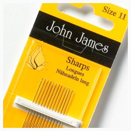 Agujas para cosera a mano largas - tamaño 11 de John James