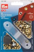 Ojales con arandelas oro 4 mm
