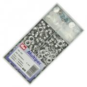 Ojales con arandelas latón inox plata 5 mm