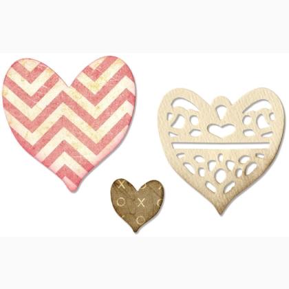 Sizzix Thinlits Die Set 4PK - Corazones Capas