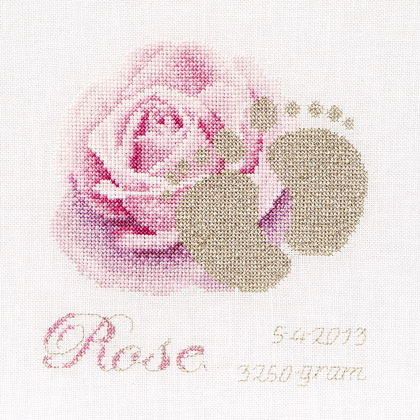 Birth Sampler Rose (Aida)