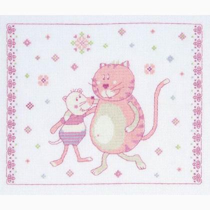 Cuadro ratones y gatitos  - Rosa