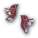 Botón - Dark Red Birds (pair)