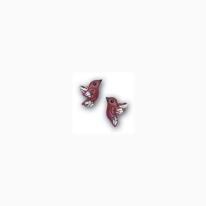 Botón - Dark Red Birds (pair)