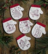 Redwork Mittens Ornament