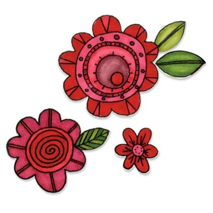 Sizzix Framelits Die Set 10PK w/Stamps - Flores #6
