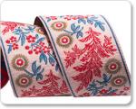Pasamanería Jacquard - Red Garland on Pink - 38 mm