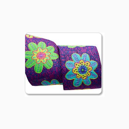 Pasamanería Jacquard - Flowers on Purple - 38 mm