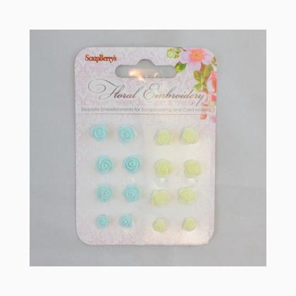Set elementos de polímero - Bordado floral III
