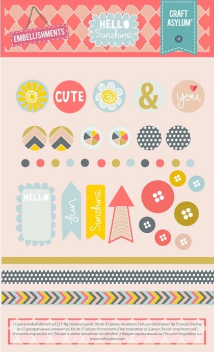 Set decoraciones Craft Asylum Hello Sunshine