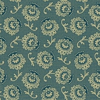 Hannah\'s Heritage Teal Blue Flower Floral Lace