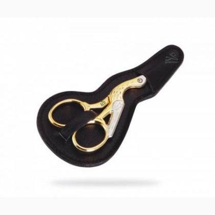Tijeras bordado Cicogna Oro – bolsa en piel – ideal como idea re