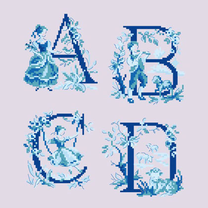 Le grand ABC «Toile de Jouy» Azul
