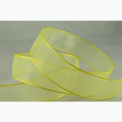 Cinta de Organdí con bordes reforzados 25mm - Amarillo