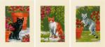 Tarjetas de felicitaciones: Gatos entre flores