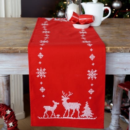 Camino de mesa color rojo - Christmas Deers