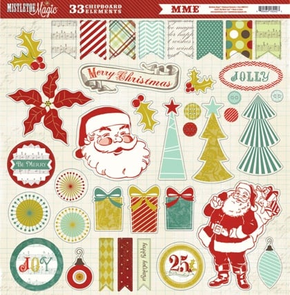 Etiquetas en cartulina Mistletoe Magic - Navidad - 12 x 12