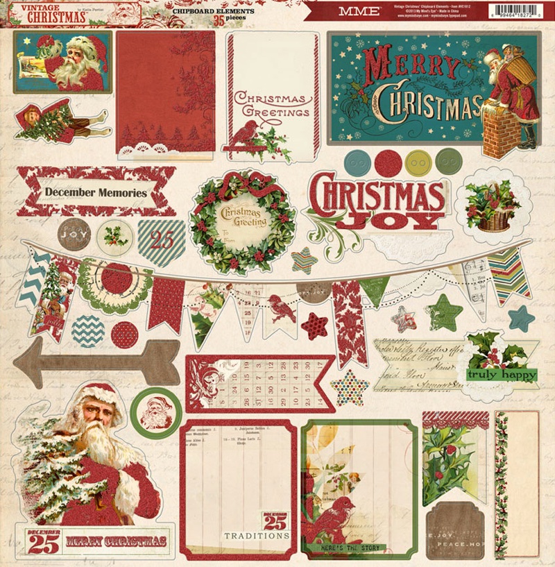 Etiquetas en cartulina Vintage Navidad - 12 x 12 de Hobby and You -  Pegatinas y separadores - Decoraciones, Papel, Colores - Casa Cenina