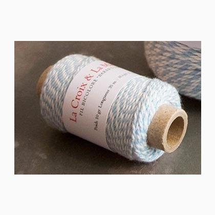 Cordoncito Baker\'s Twine Blanco y Azul claro