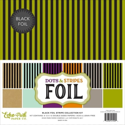 Set papel para decoraciones - Black Foil Stripe