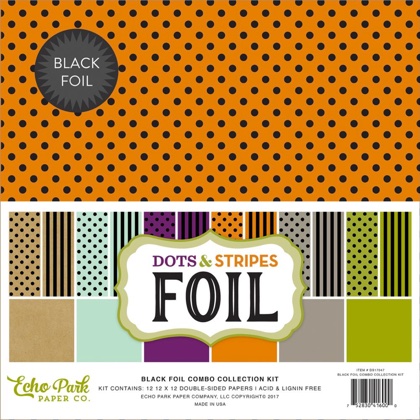 Set papel para decoraciones - Black Foil Dots & Stripe