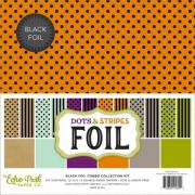 Set papel para decoraciones - Black Foil Dots & Stripe