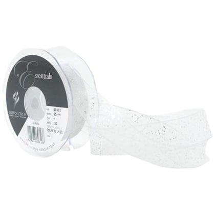Cinta Random Glitter 25mm - Blanco