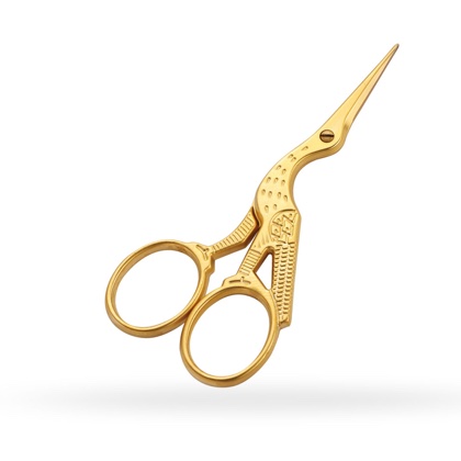 Tijeras para bordado cigüeña - Omnia - Arenado - Oro - 9 cm
