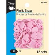 Broches de presión de plástico - Corazón rosa