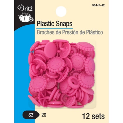 Broches de presión de plástico - Flor rosa con sonrisa