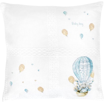 Cojín - Baby Boy - Rabbit in a flying balloon