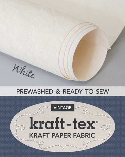 Tela de papel cuero de imitación Kraft-tex® – Blanco prelavado