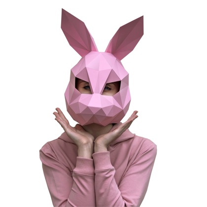 Máscara de liebre rosa - Kit de papercraft