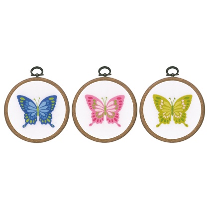Kit Tambores de bordado Mariposas - Juego de 3