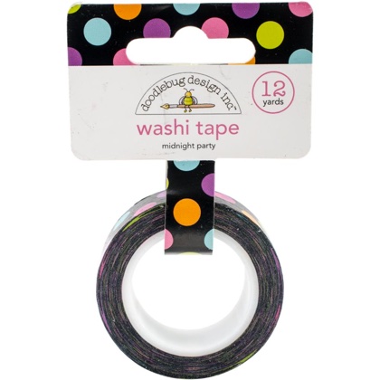Cinta adhesiva decorativa 15mm - Midnight Party, Candy Carnival