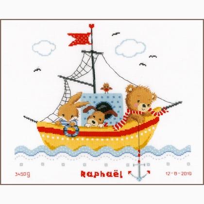 Sampler de nacimiento - Barco de vela