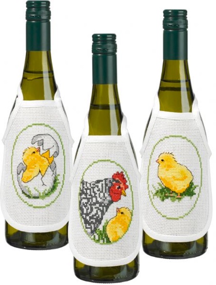 Botellas - Gallina y polluelos