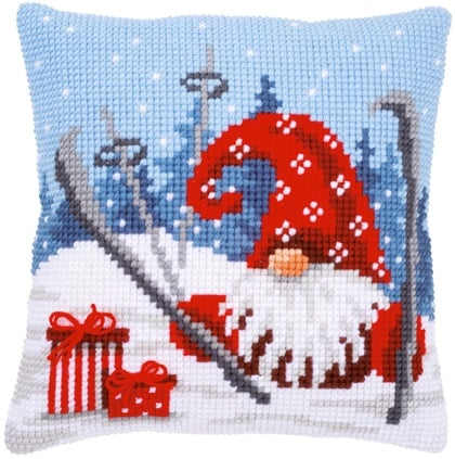 Almohada: Gnomo navideño en el esquí
