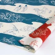 Choju jinbutsu giga Reversible Furoshiki - Blue/Vermilion