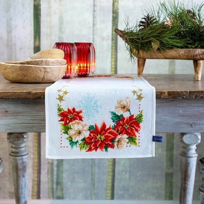 Camino de mesa - Flores de navidad