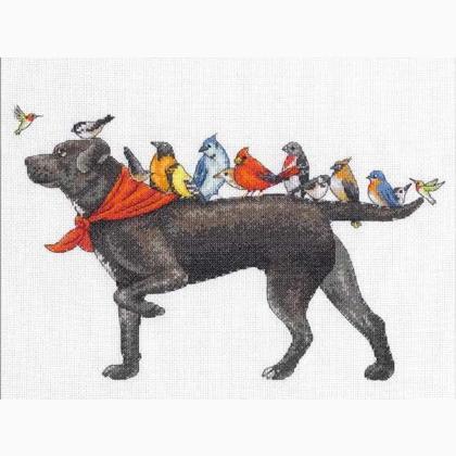 Perro con aves
