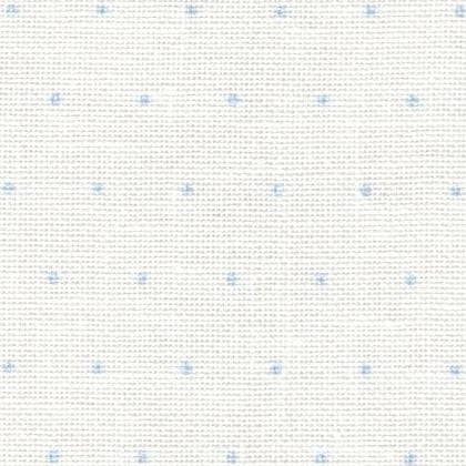 Lino Cashel 28ct - Blanco con mini puntos azul