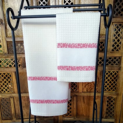 Pareja de toallas - Panal - Rojo