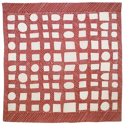 Nobuyuki Takai Linen Furoshiki - Shapes and Lines Red