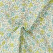 Tela estampada Algodón Orgánico - Flores amarillo y azul